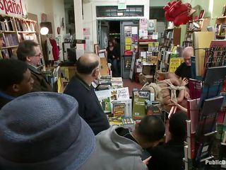 Leilani Leeane is a hot black sex slave craving for cock. She likes being humiliated in public places, like this nice book store. She has a bag covering her face and her hands tied together with ropes around her back. Princess Donna and Mark are taking advantage of that hot brunette and gave her a valuable hard fuck.