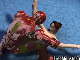 Foxy 3D brunette babe gets fucked by Iron Man